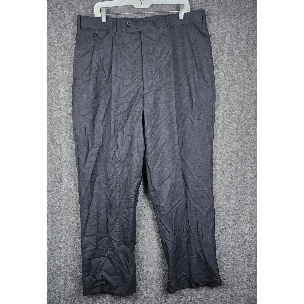 Cordovan & Grey‎ Dress Pants Mens 38 Charcoal Grey Pleated Wool Cuffed Trousers